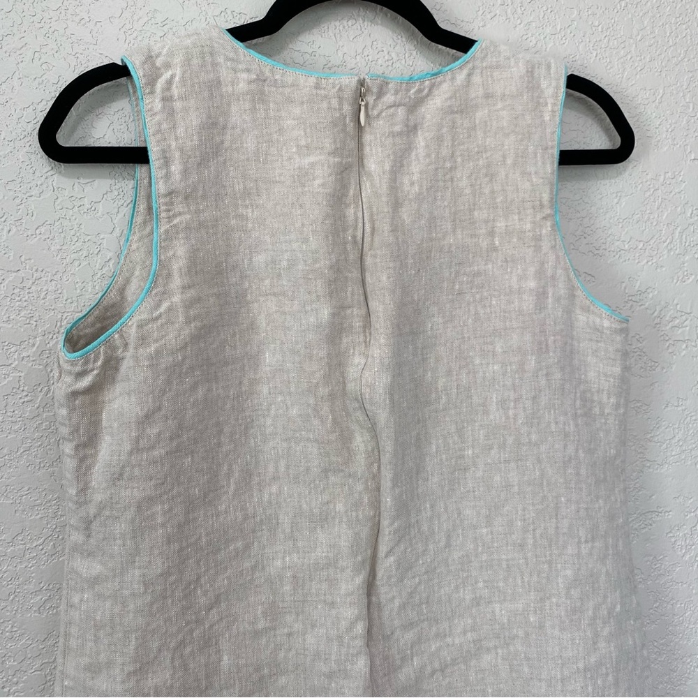 SIGRID OLSEN Signature Women's SZ 8 Linen Beige Embroidered Sheath Dress Career - Picture 7 of 7